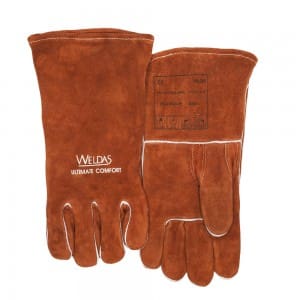 MIG welding glove with straight thumb